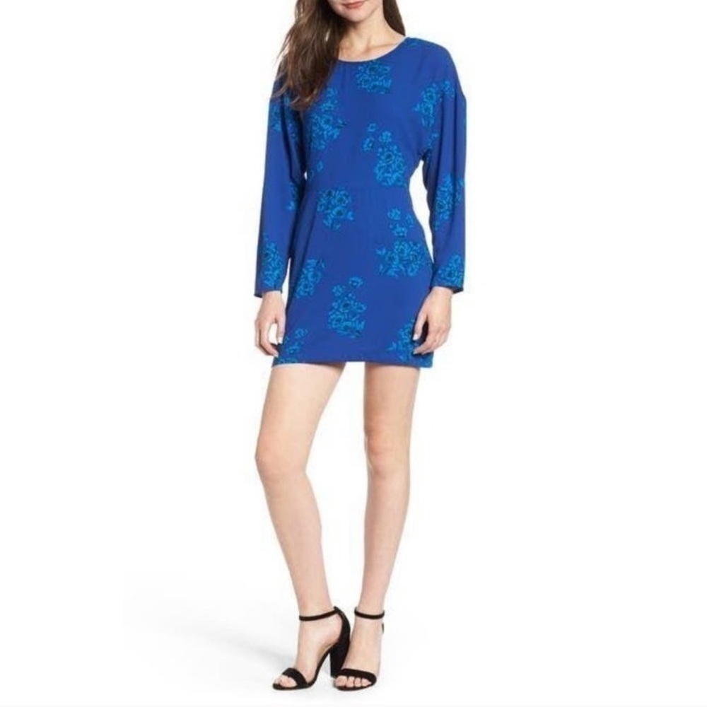 Leith Blue Max Shadow floral dolman mini dress